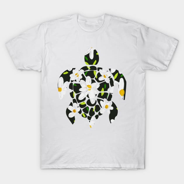 Flower Sea Turtle T-Shirt by Golden Eagle Design Studio